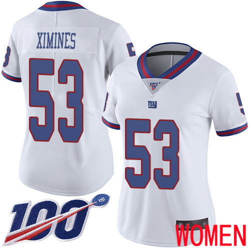 Women New York Giants #53 Oshane Ximines Limited White Rush Vapor Untouchable 100th Season Football NFL Jersey->new york giants->NFL Jersey